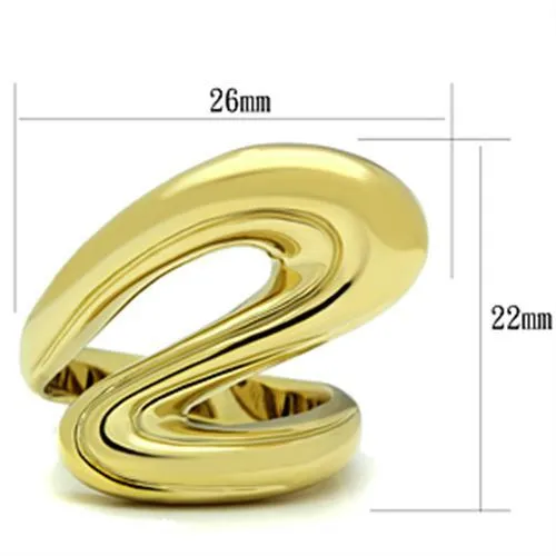 IP Gold(Ion Plating) Brass Ring with No Stone for Women Style GL290