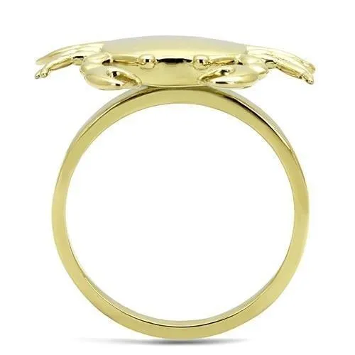 IP Gold(Ion Plating) Stainless Steel Ring with No Stone for Women Style TK3199