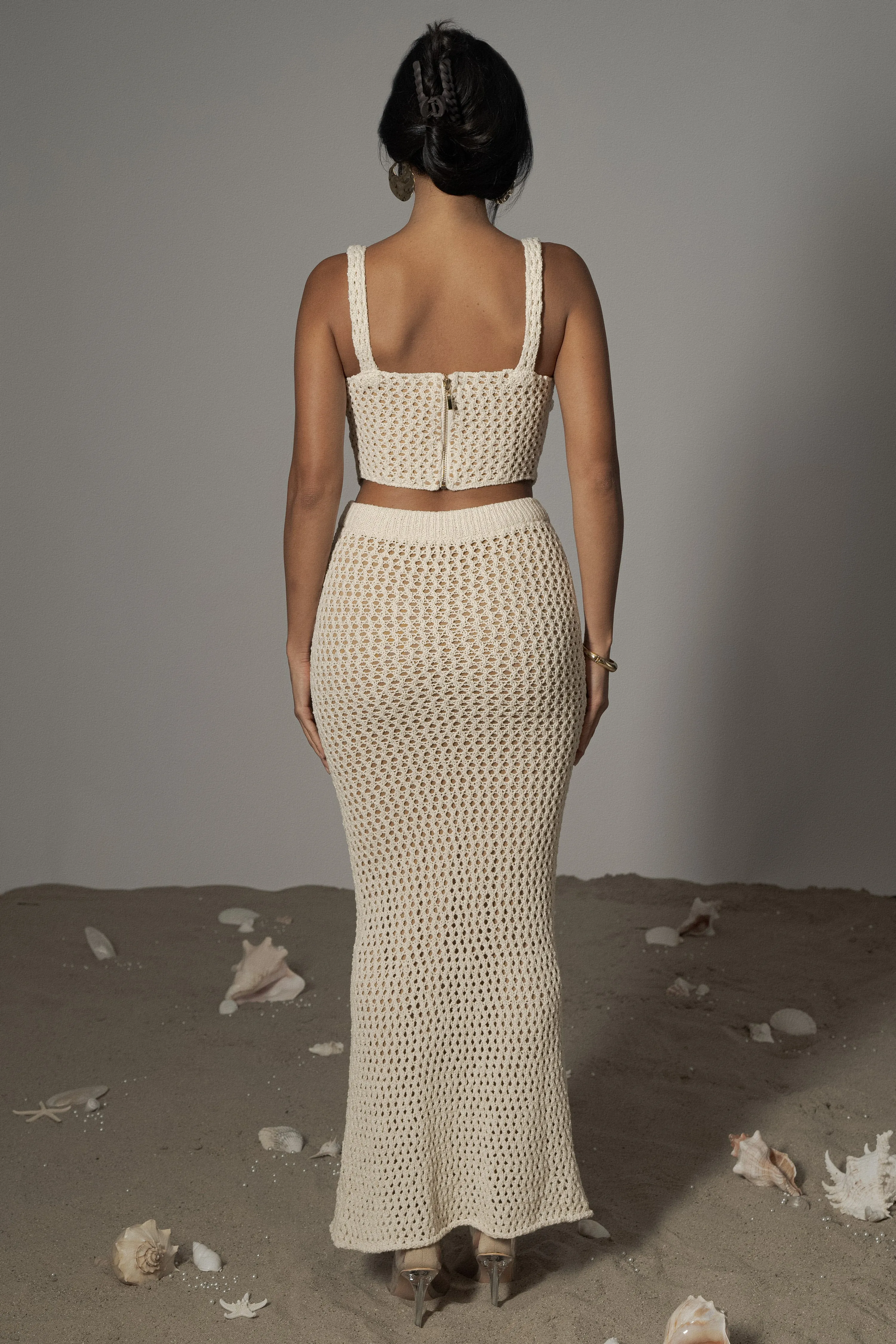 Ivory Beachside Crochet Bustier