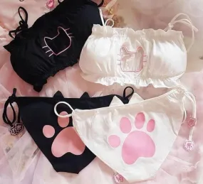 Japanese Girls Cute Cat Underwear Set