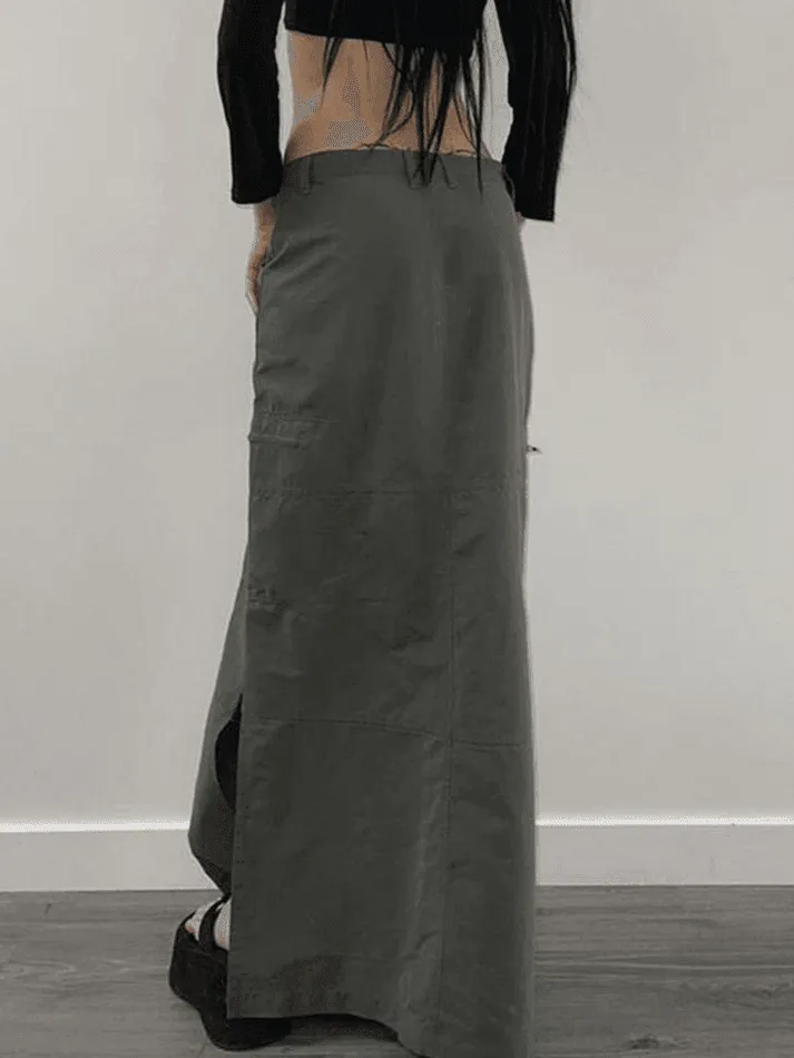 Joskaa Split Y2K Low Waist Cargo Skirt