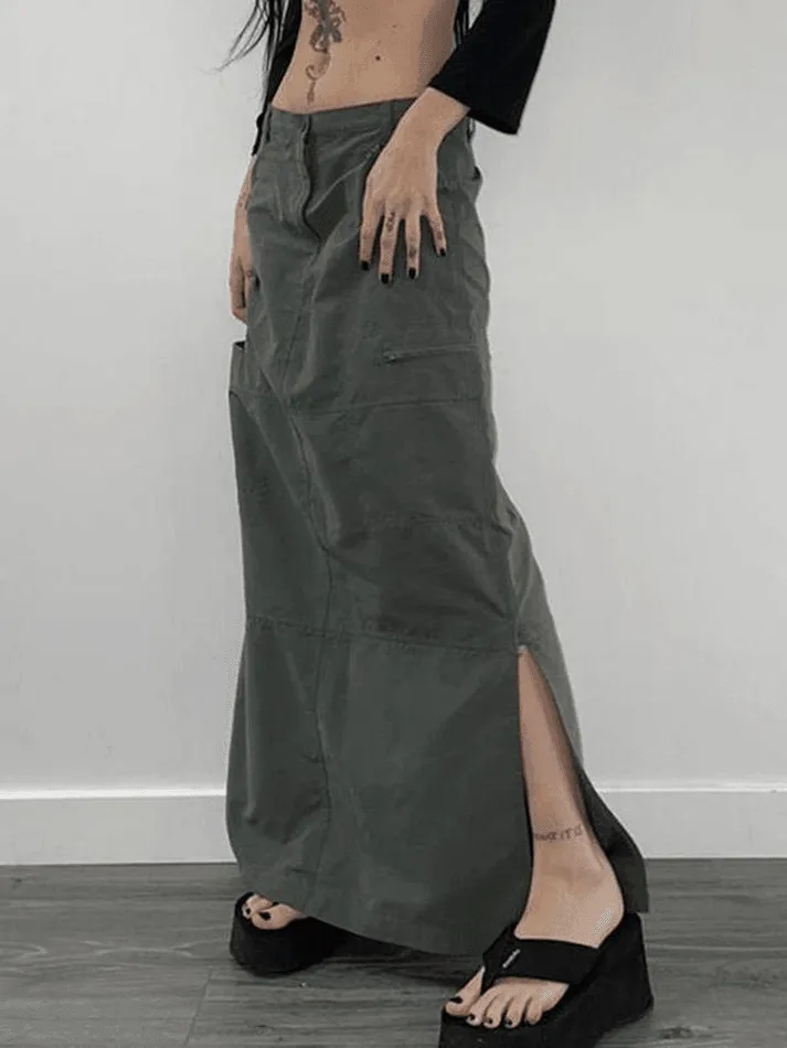 Joskaa Split Y2K Low Waist Cargo Skirt