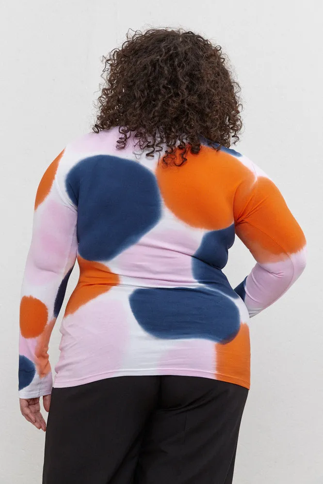 Kat Turtle Neck Top Orange/Navy/Pink