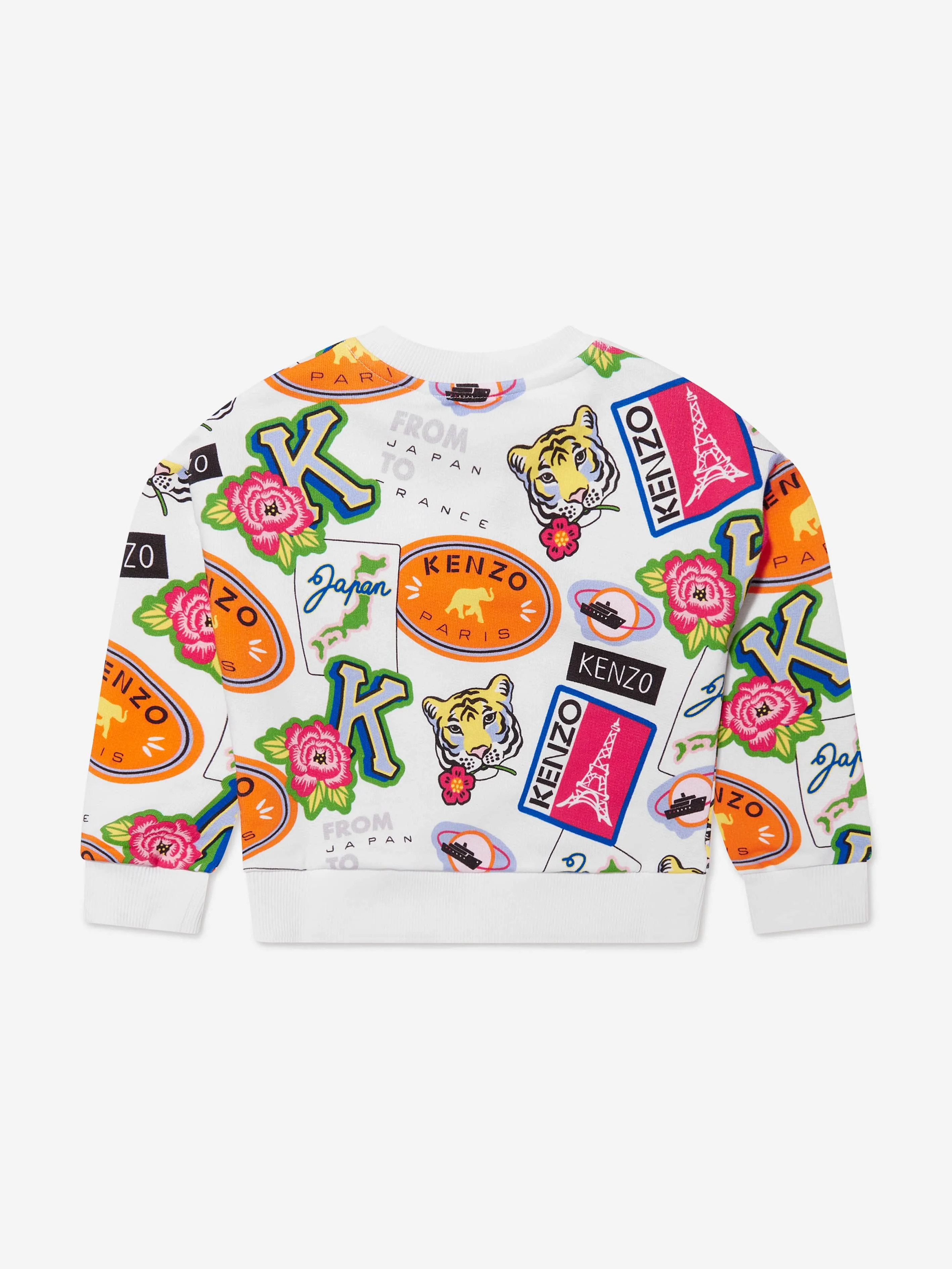 KENZO Girls Badge Print Sweatshirt in White