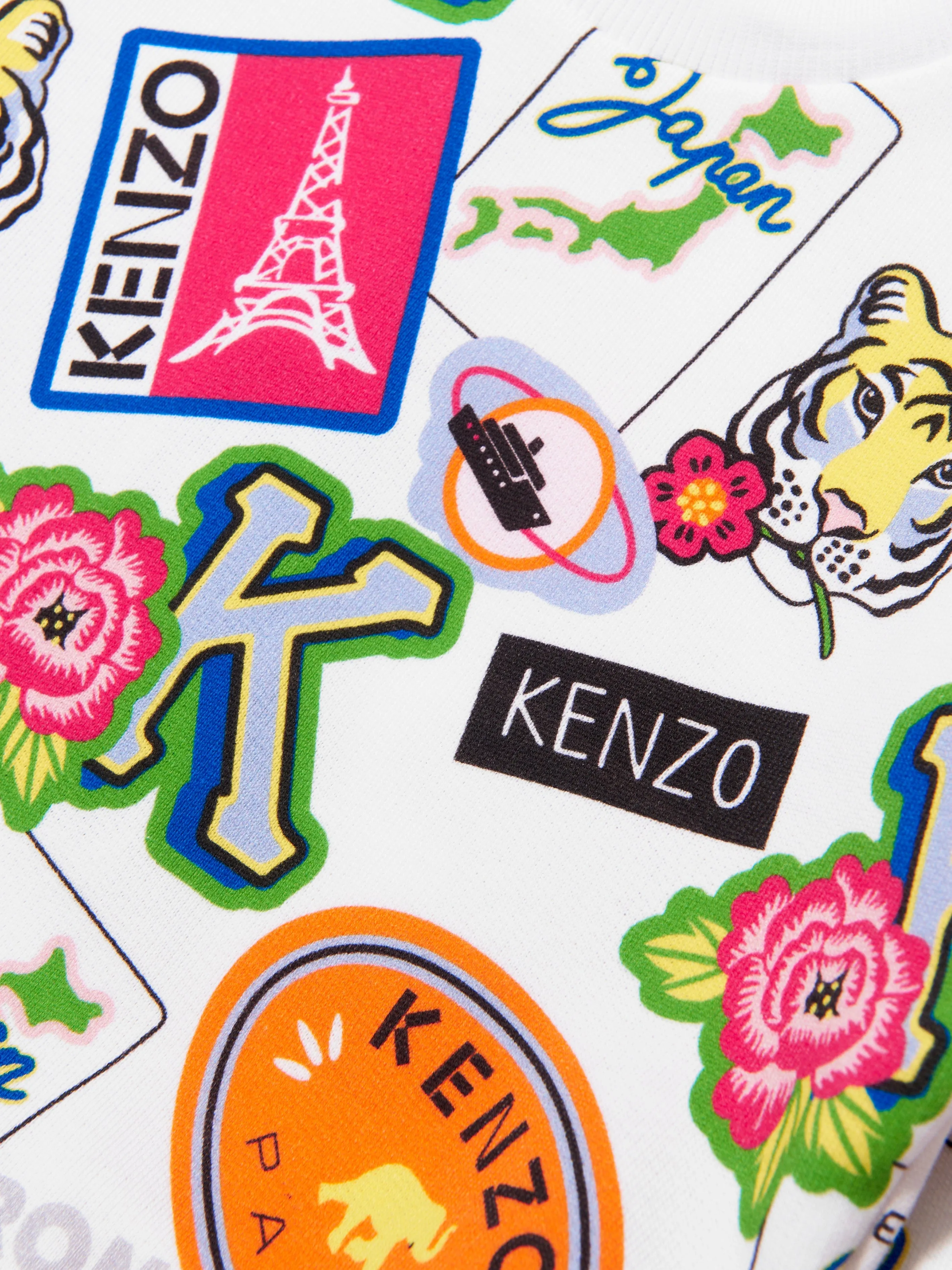 KENZO Girls Badge Print Sweatshirt in White