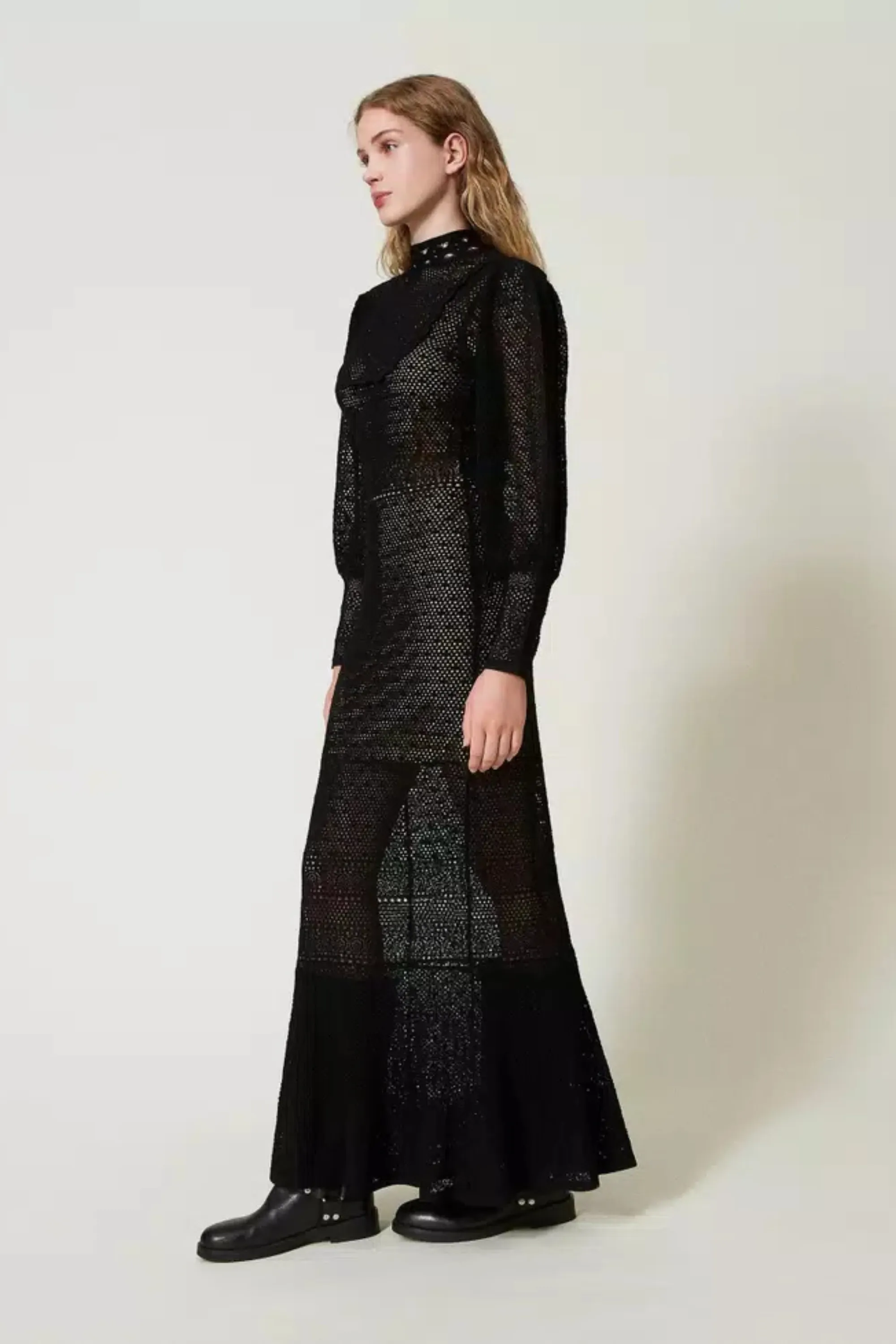 Lara long lace stitch knit dress - Twinset