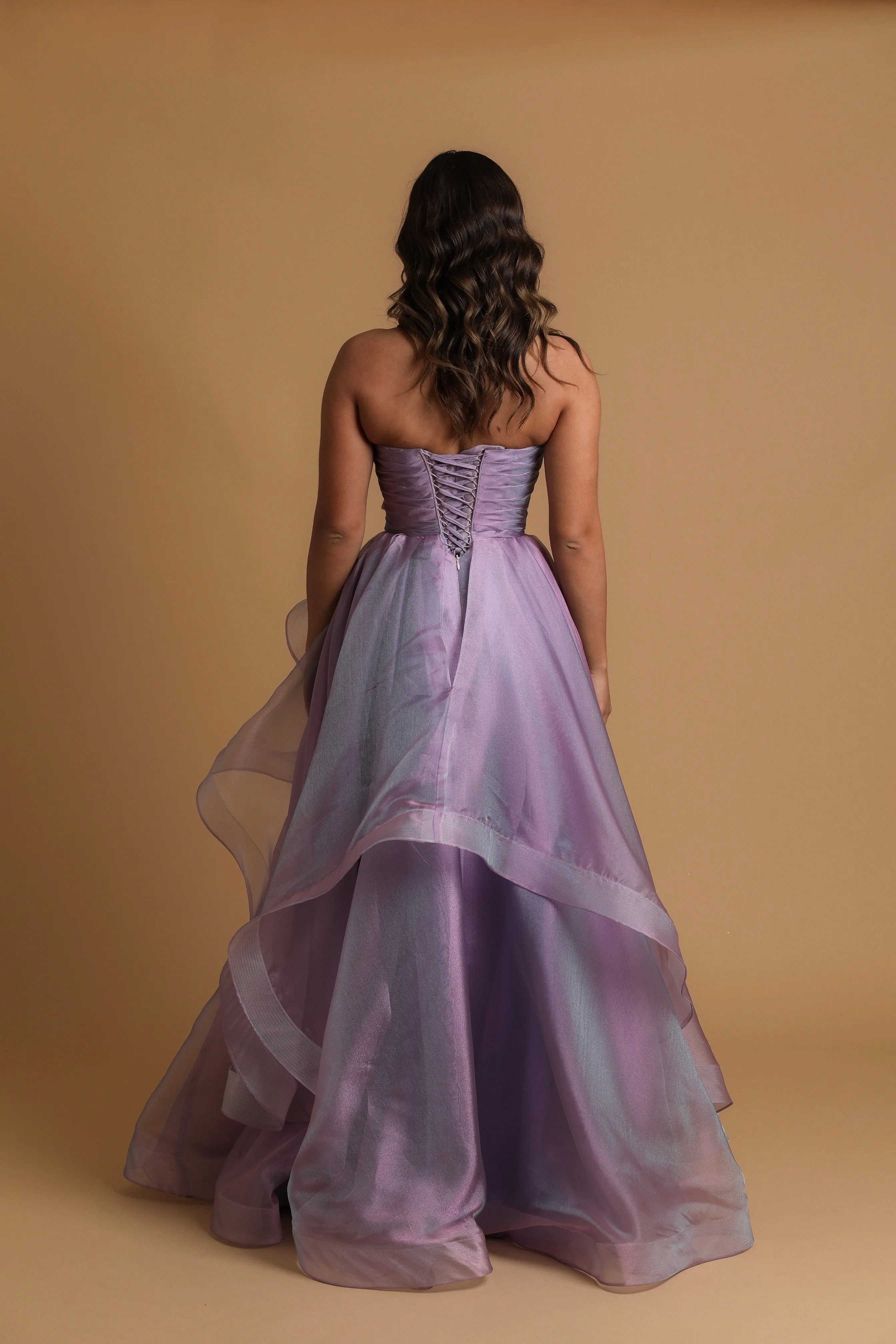 Lilac organza ruffle dress