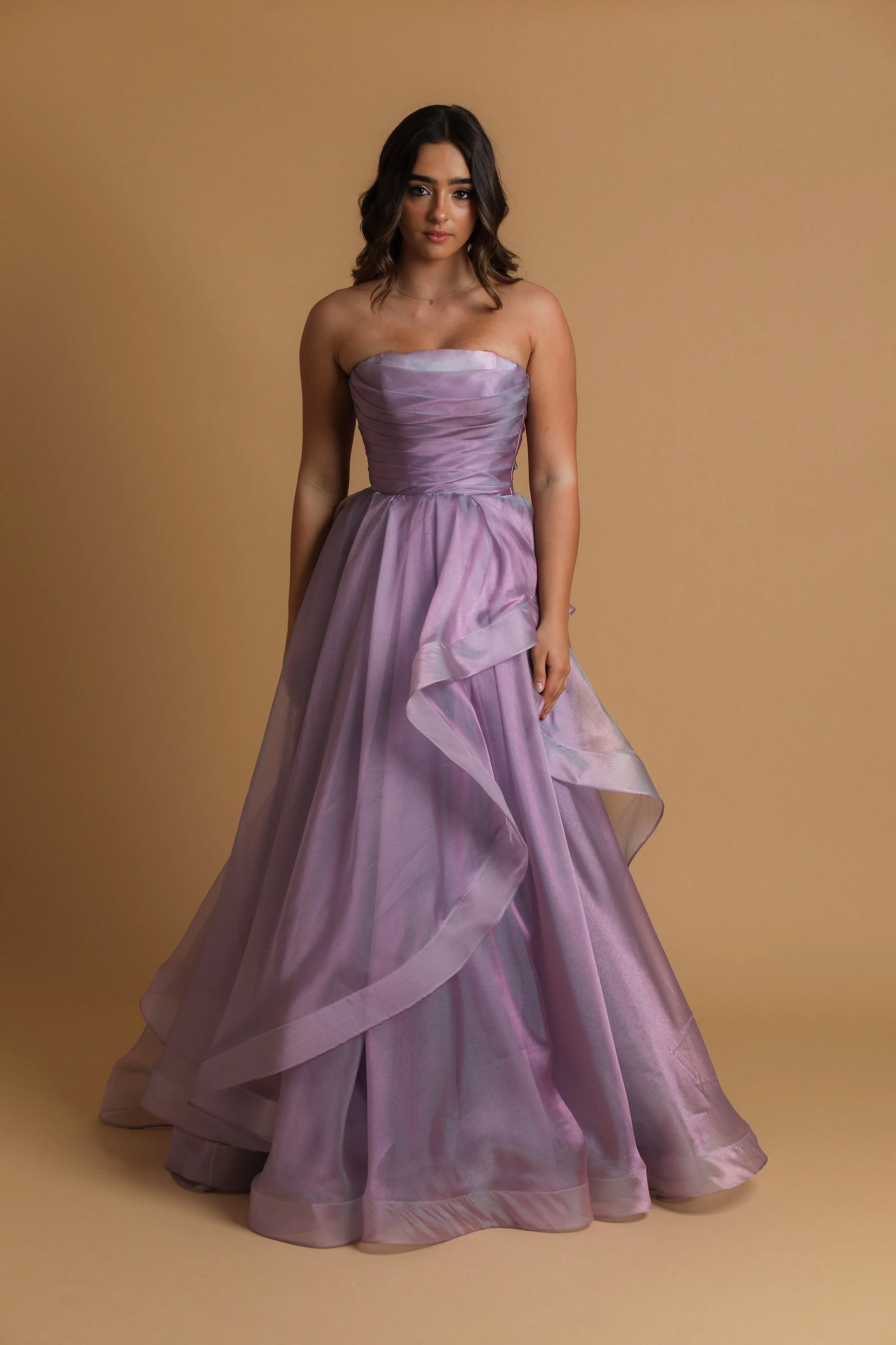 Lilac organza ruffle dress