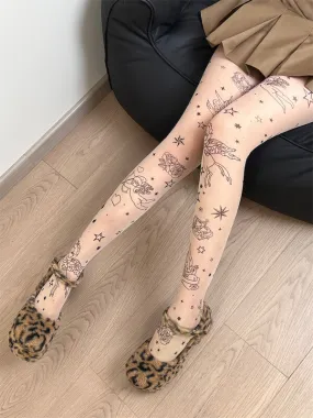 Love cupid tattoo tights