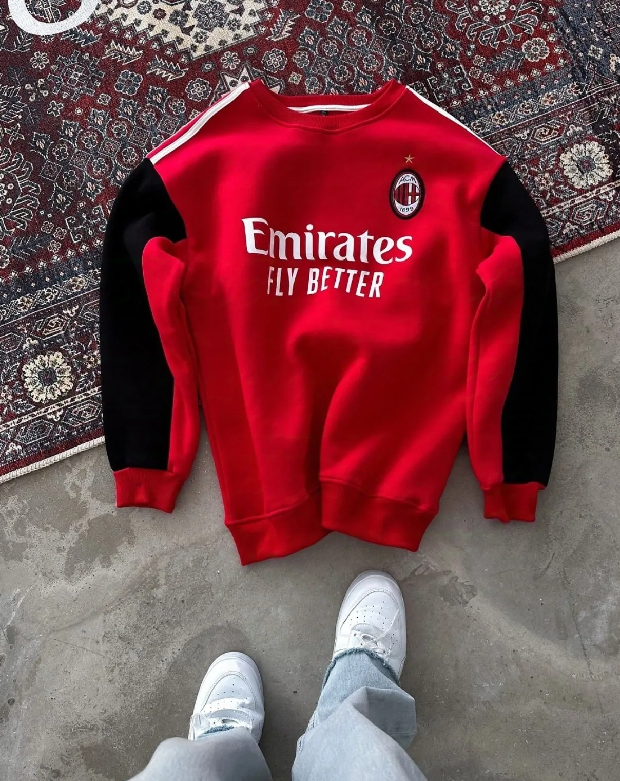 Luxury Apparel Emirates Graphic Printed Oversized Fleece Sweatshirt For Mens Clothing