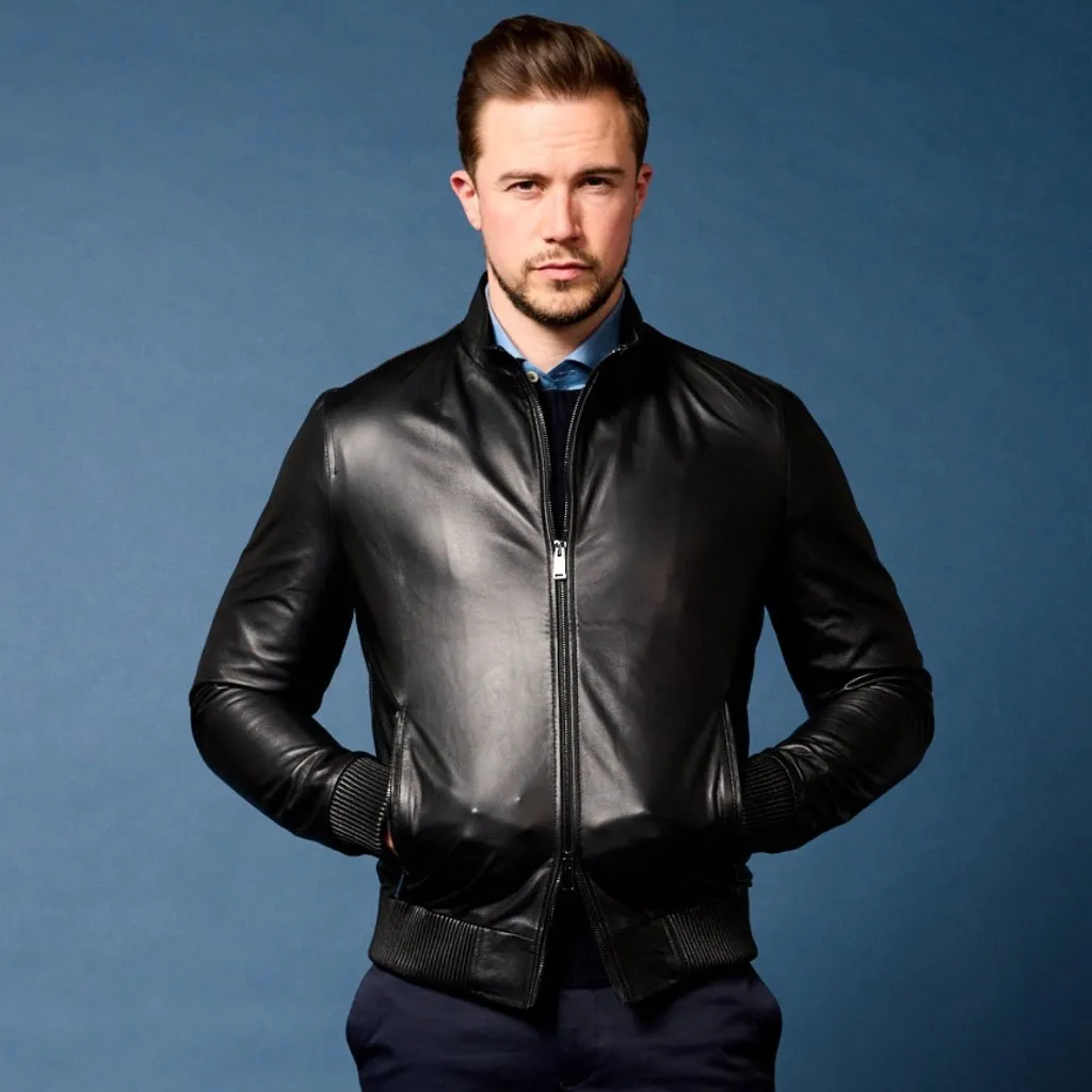 MCKINNON & CO Nappa Leather Bomber Jacket BLACK REG