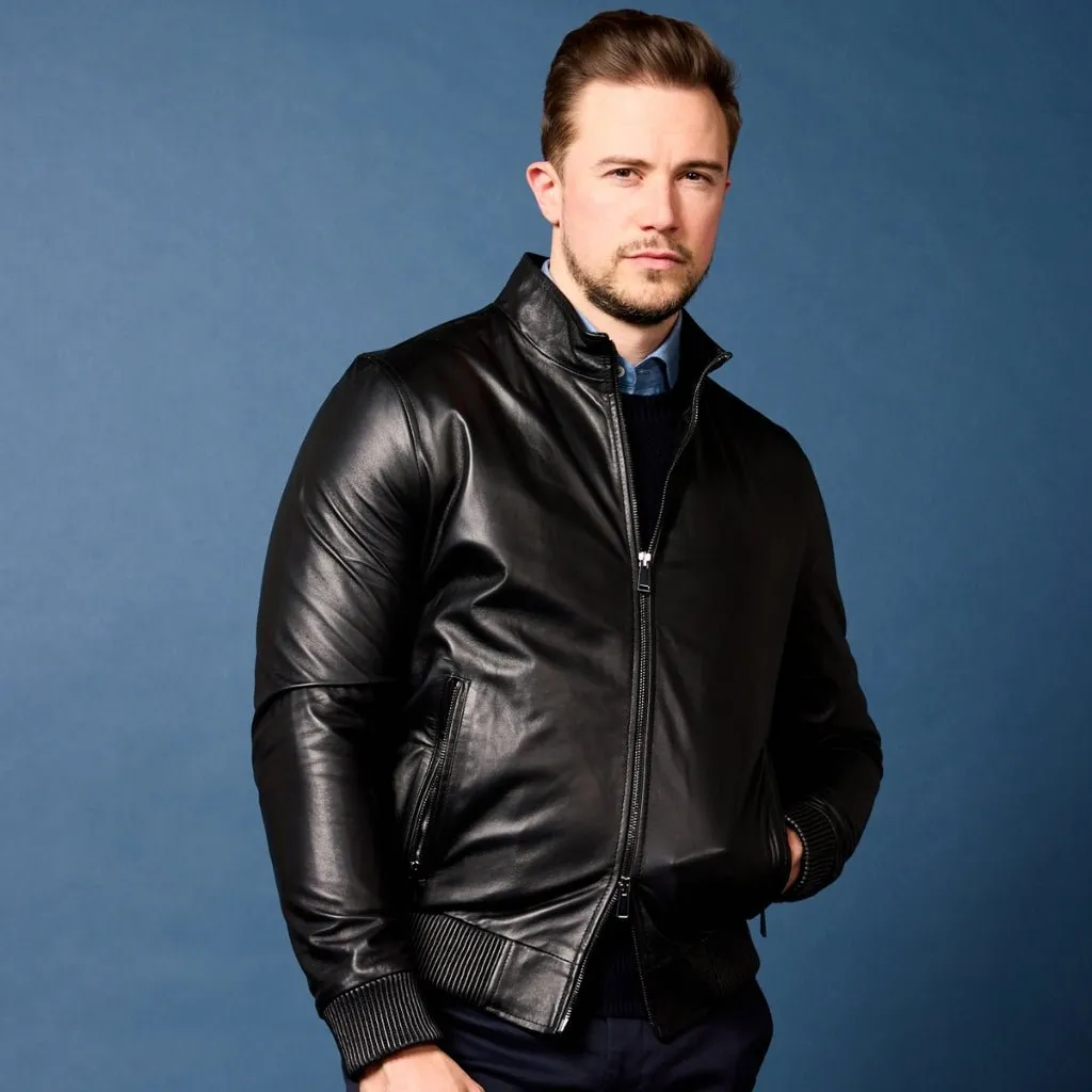 MCKINNON & CO Nappa Leather Bomber Jacket BLACK REG