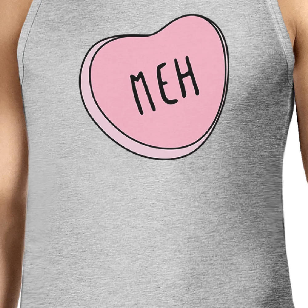 Meh Heart Men's Cotton Tank Top Heart Printed Trendy Graphic Tanks