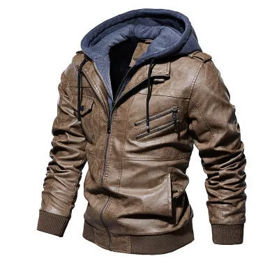 Men Winter Fashion Motorcycle Leather Jacket