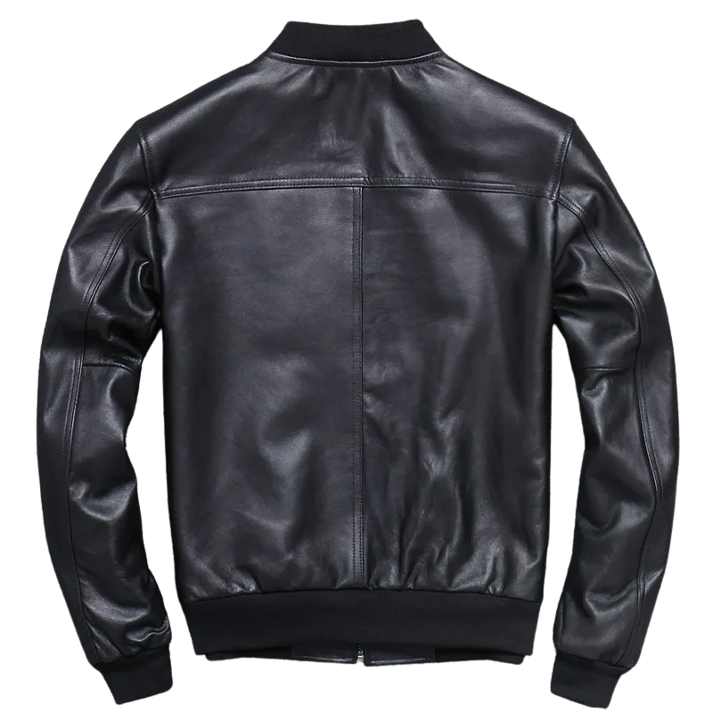 Mens Apollo Genuine Lambskin Leather Bomber Jacket