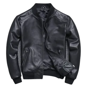 Mens Apollo Genuine Lambskin Leather Bomber Jacket