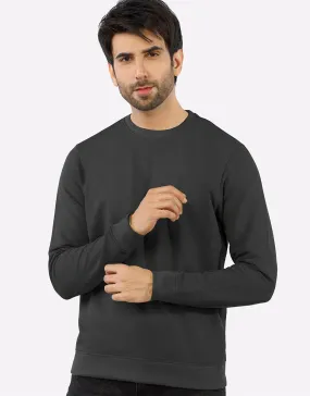 Men's Crew Neck Long Sleeve Basic Sweatshirt-Dark Grey