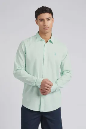 Mens Linen Blend Shirt in Honey Dew