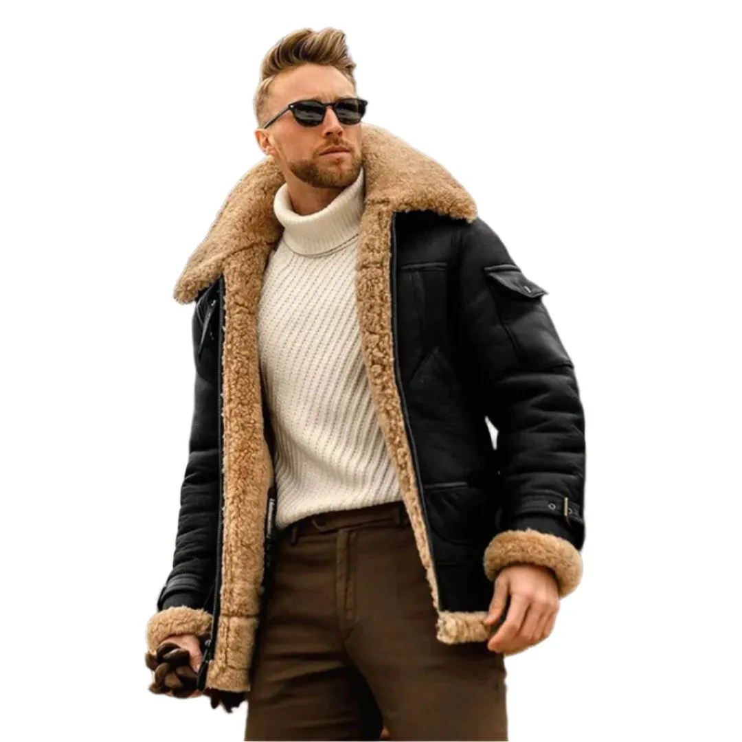 Men's Winter Fleece Leather Jacket