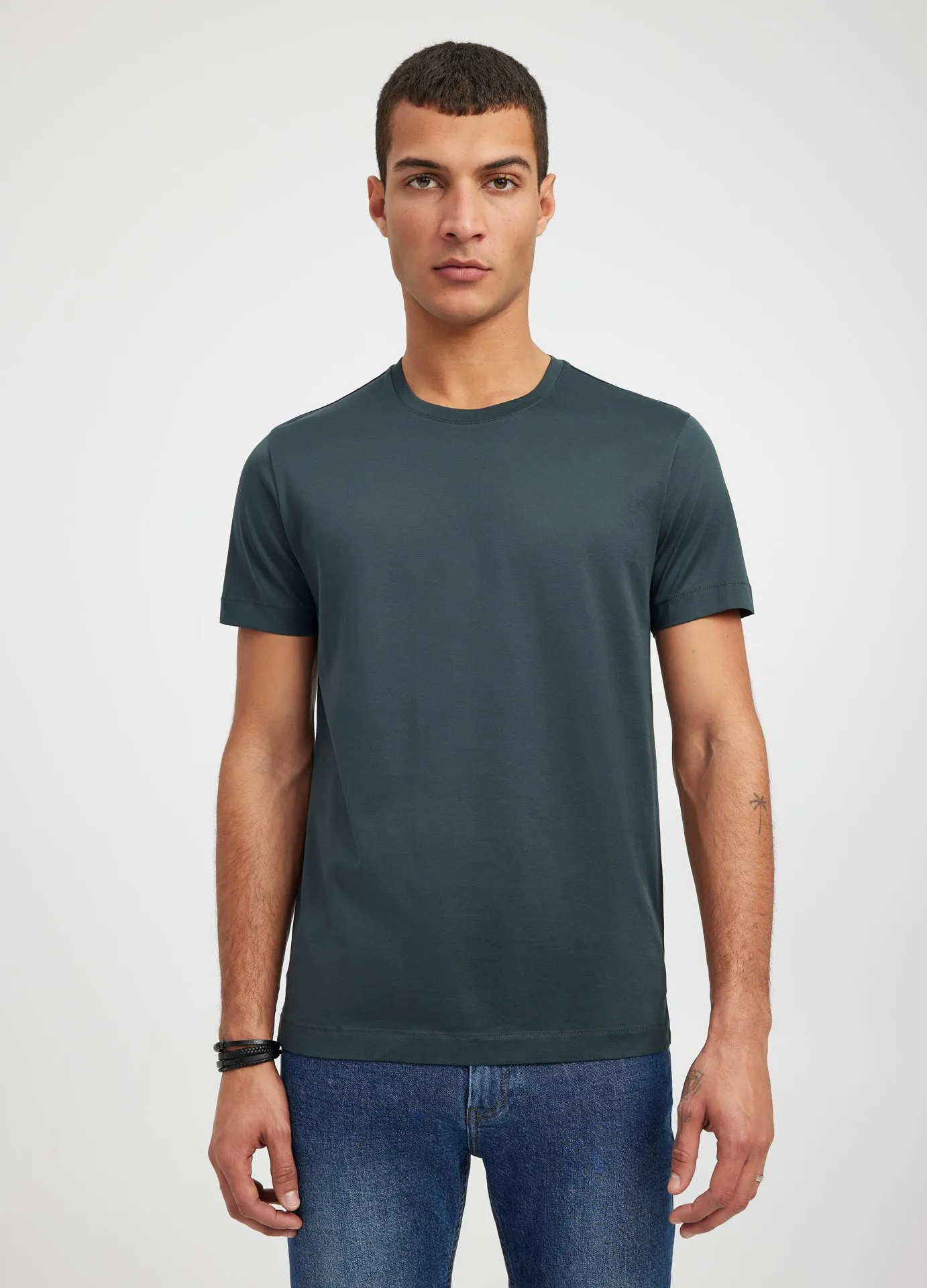 Mercerised Crew Neck T-Shirt Dark Jade