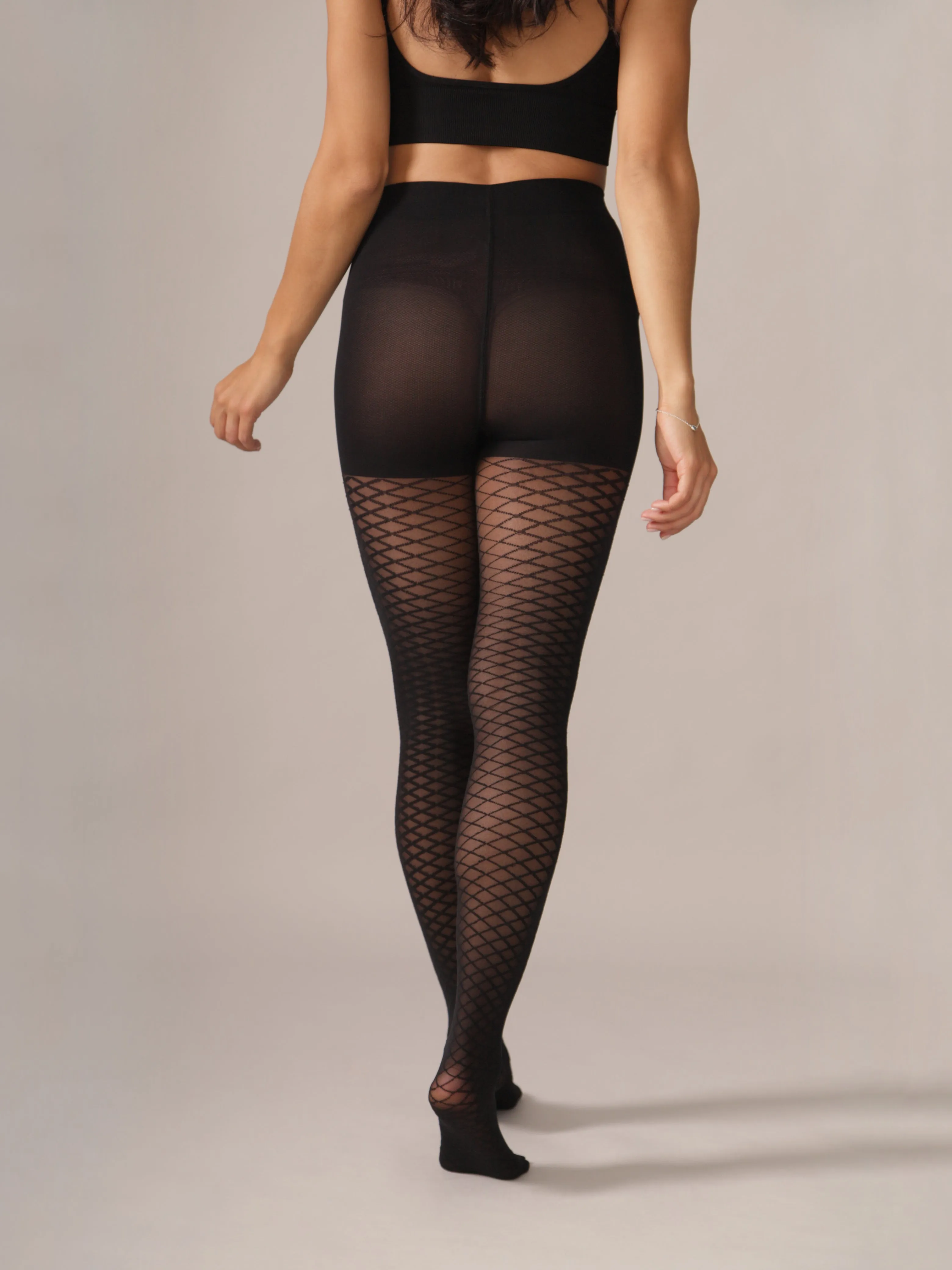 Mini Argyle Tights in Black