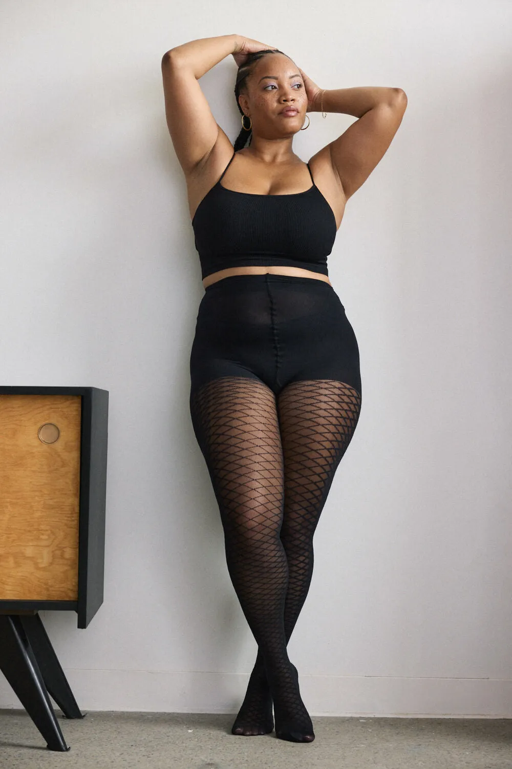 Mini Argyle Tights in Black