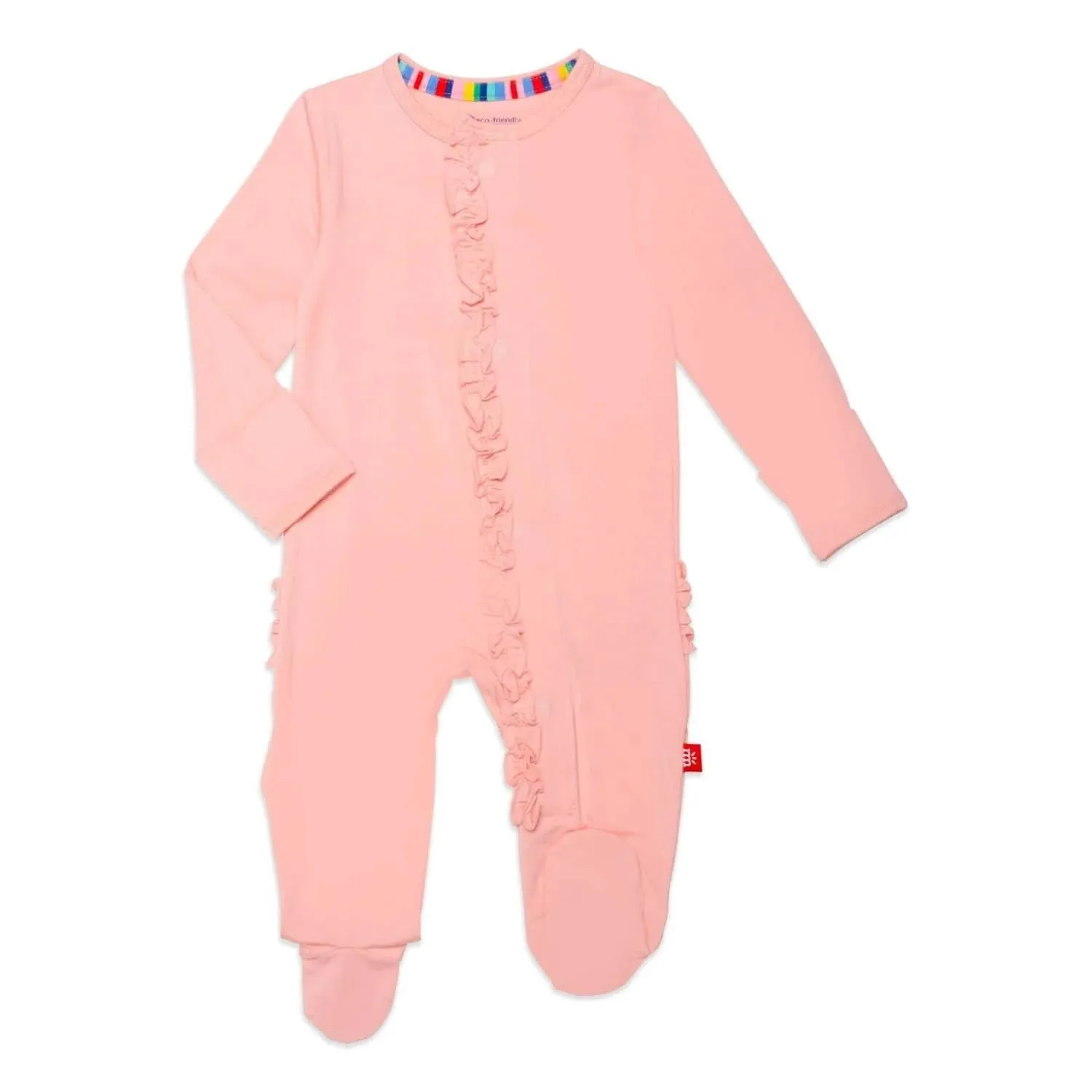 Modal Magnetic Ruffle Footie - Peach Pop