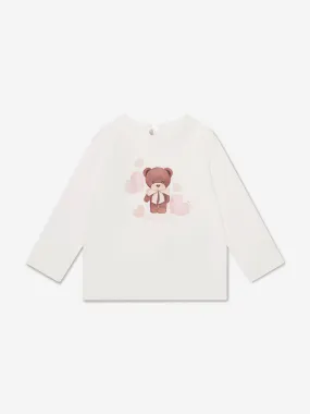 Monnalisa Baby Girls Long Sleeve Teddy T-Shirt in Ivory