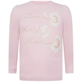 Monnalisa Girls Cotton Long Sleeve Rose T-Shirt