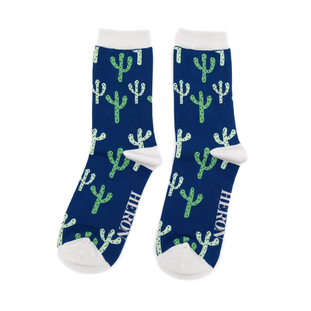 Mr Heron Cacti Socks Navy