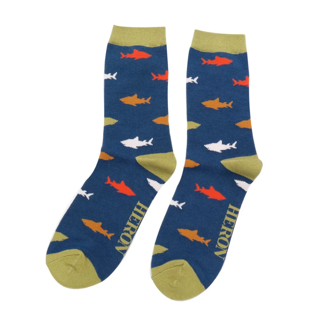 Mr Heron Sharks Socks Navy