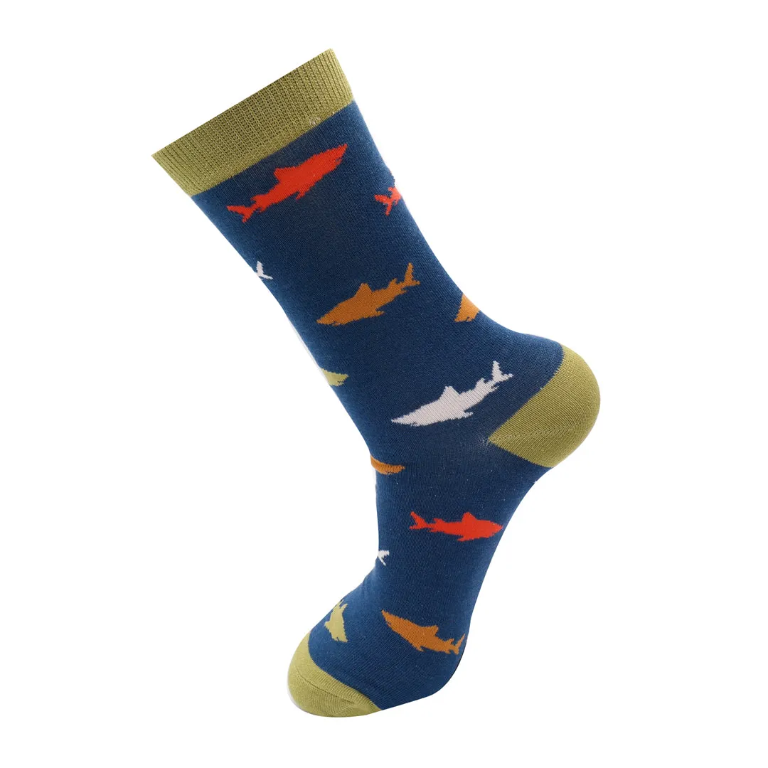 Mr Heron Sharks Socks Navy