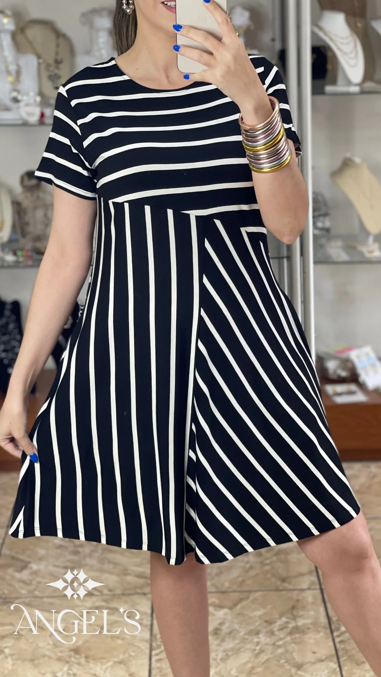 Multidirectional Stripes Dress