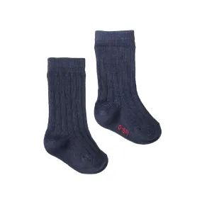 NATURE BABY - ORGANIC COTTON RIBBED SOCKS: NAVY