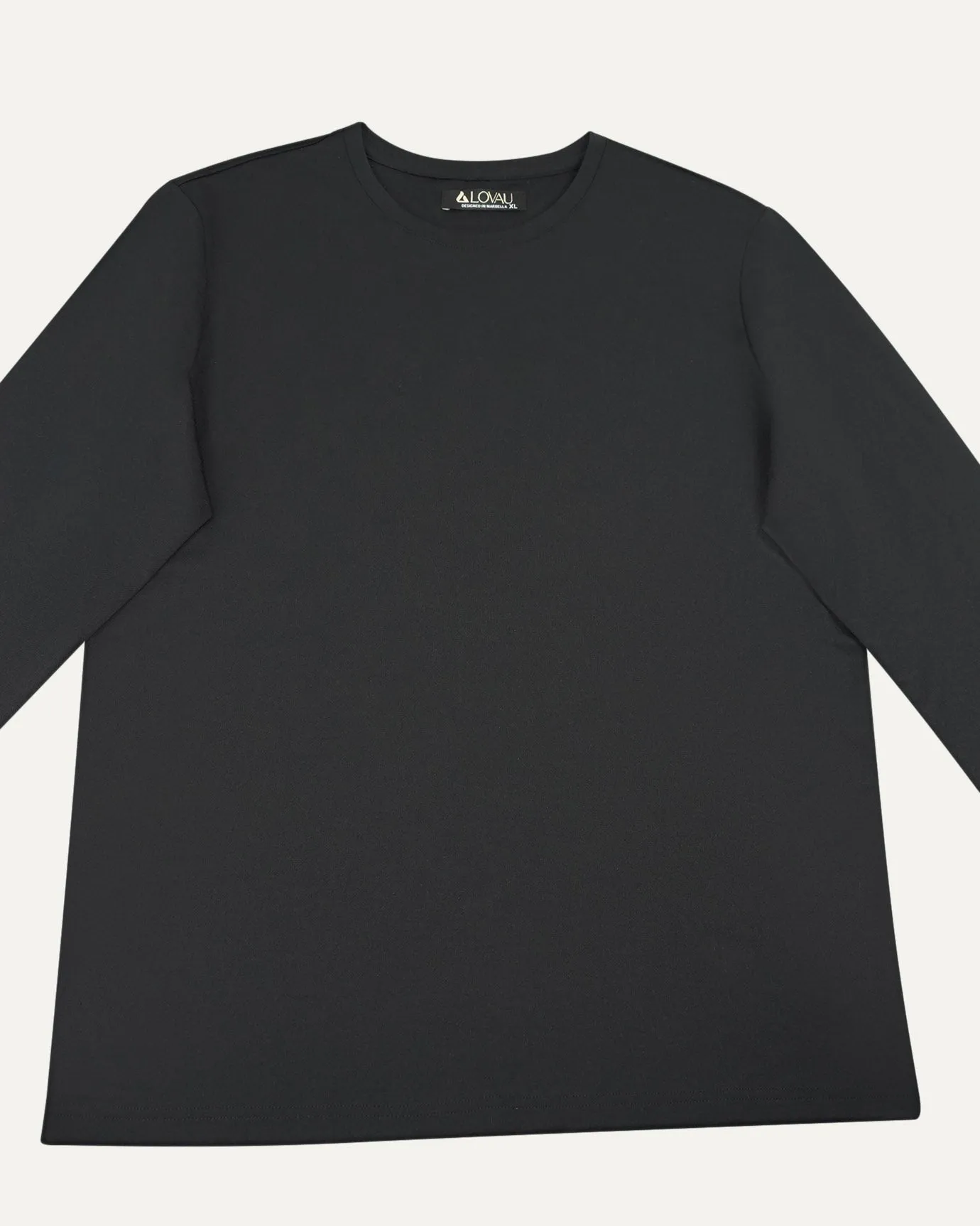 Non Iron Mulberry Silk Long Sleeve t-shirt - Black