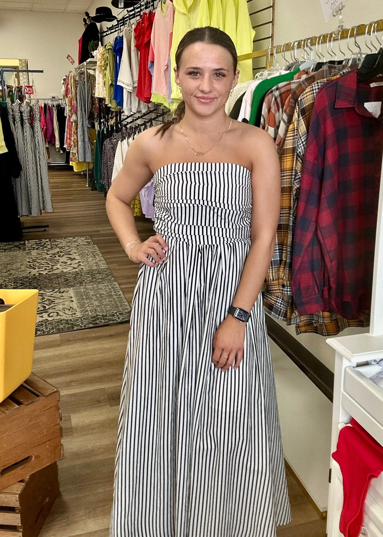 Off White/Black Striped Dress