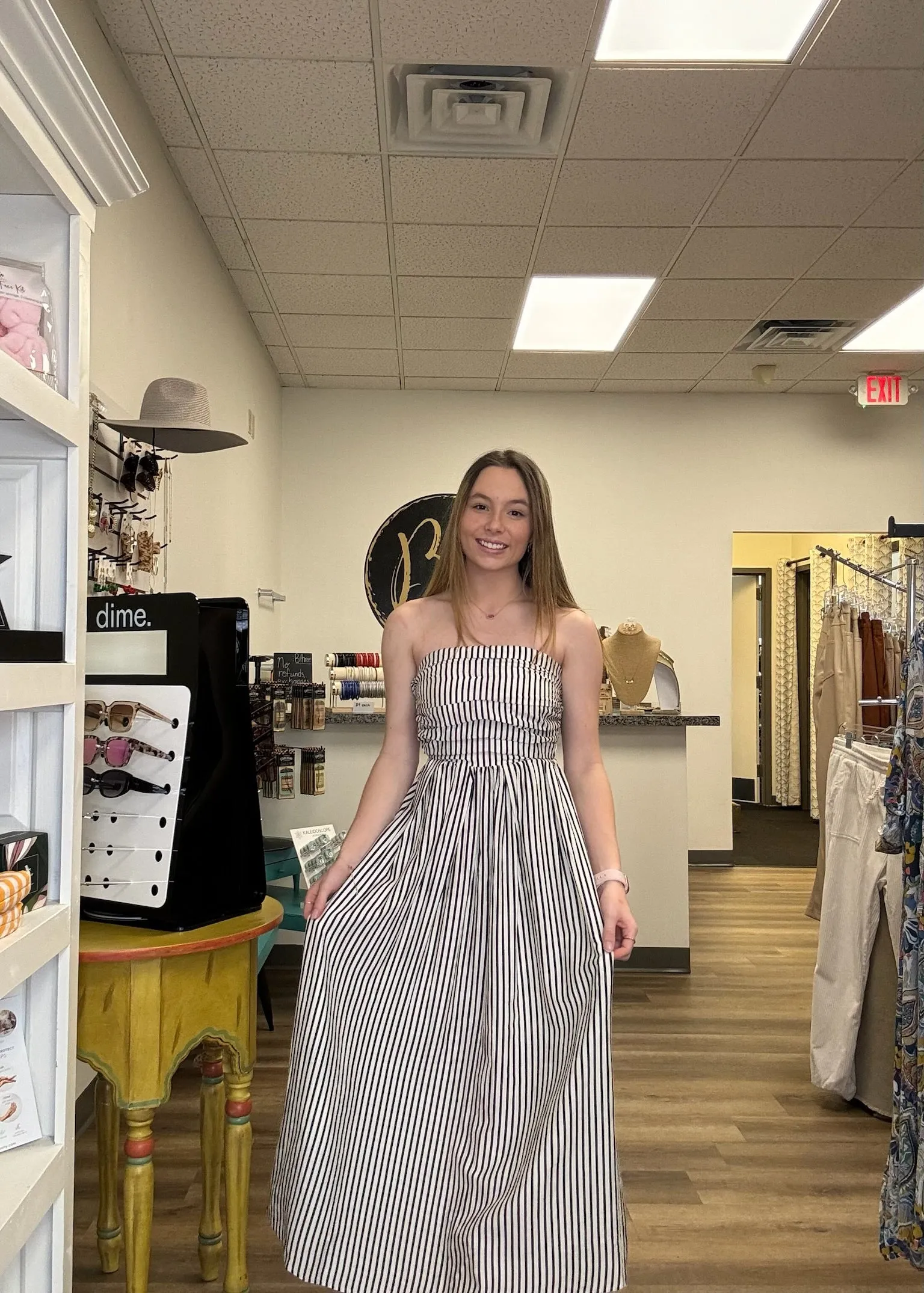 Off White/Black Striped Dress