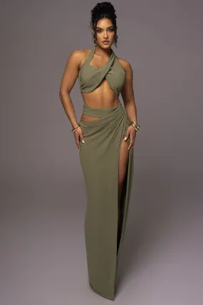 Olive New Age Two Piece Skirt Set