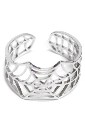 Open Band Spiderweb Ring - Silver