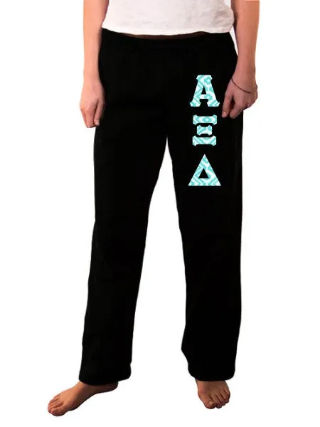 Open Bottom Sweatpants with Sewn-On Letters