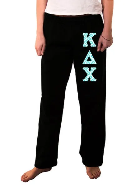 Open Bottom Sweatpants with Sewn-On Letters