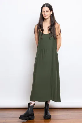 Organic Silk Slip Dress - Olive