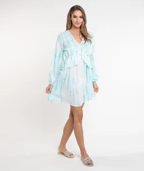 Pale Turquoise Tie Dye Beach Dress