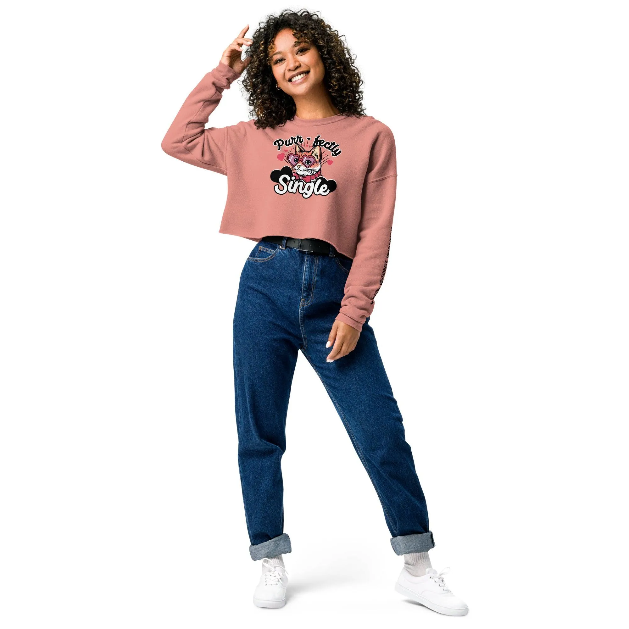 Personalize it! Crop Sweatshirt Purr-fectly Single