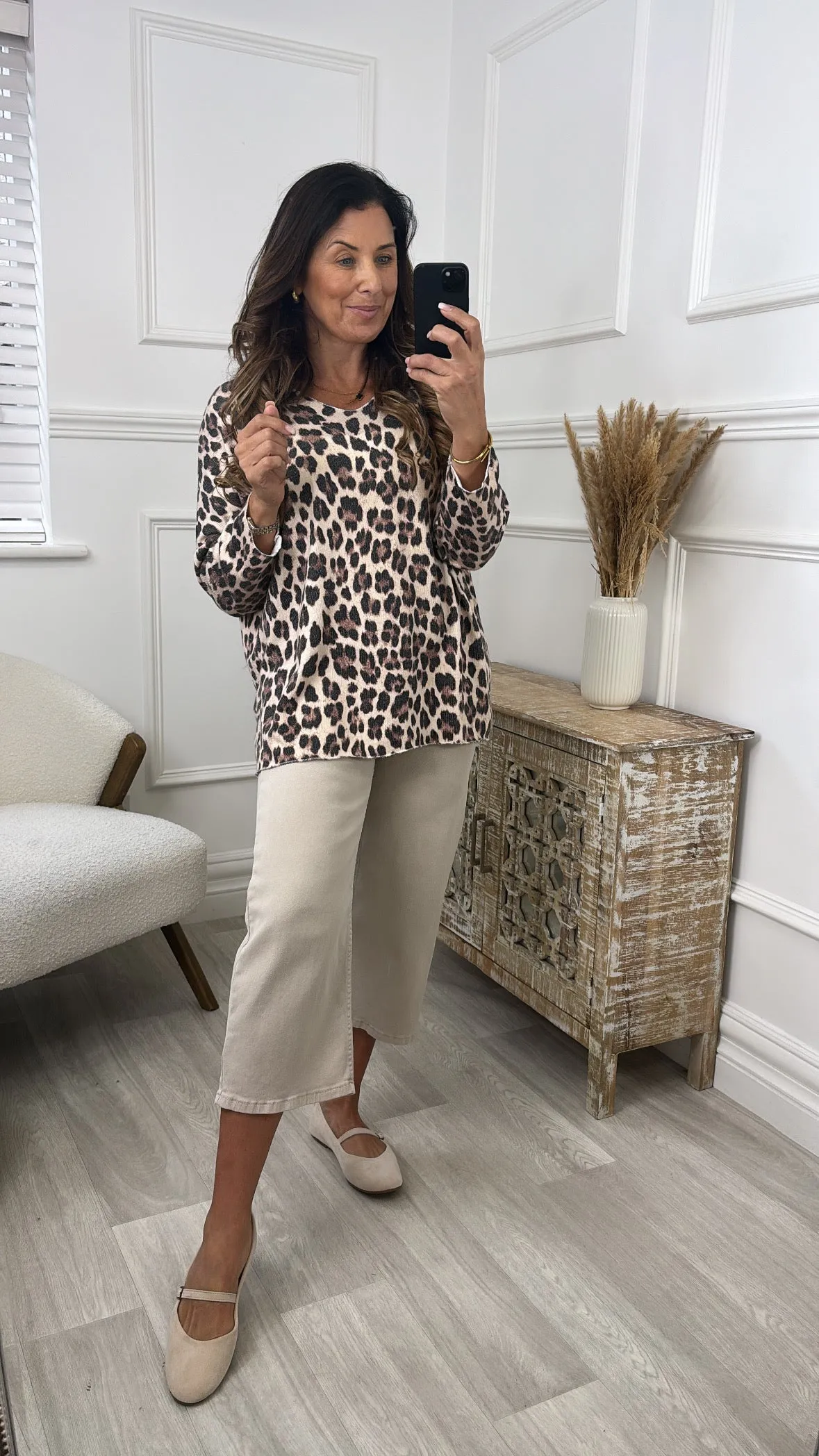 Phillipa Beige Leopard Print Top