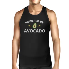 Powered By Avocado Men's Black Cute Graphic Tank Top Unique Design