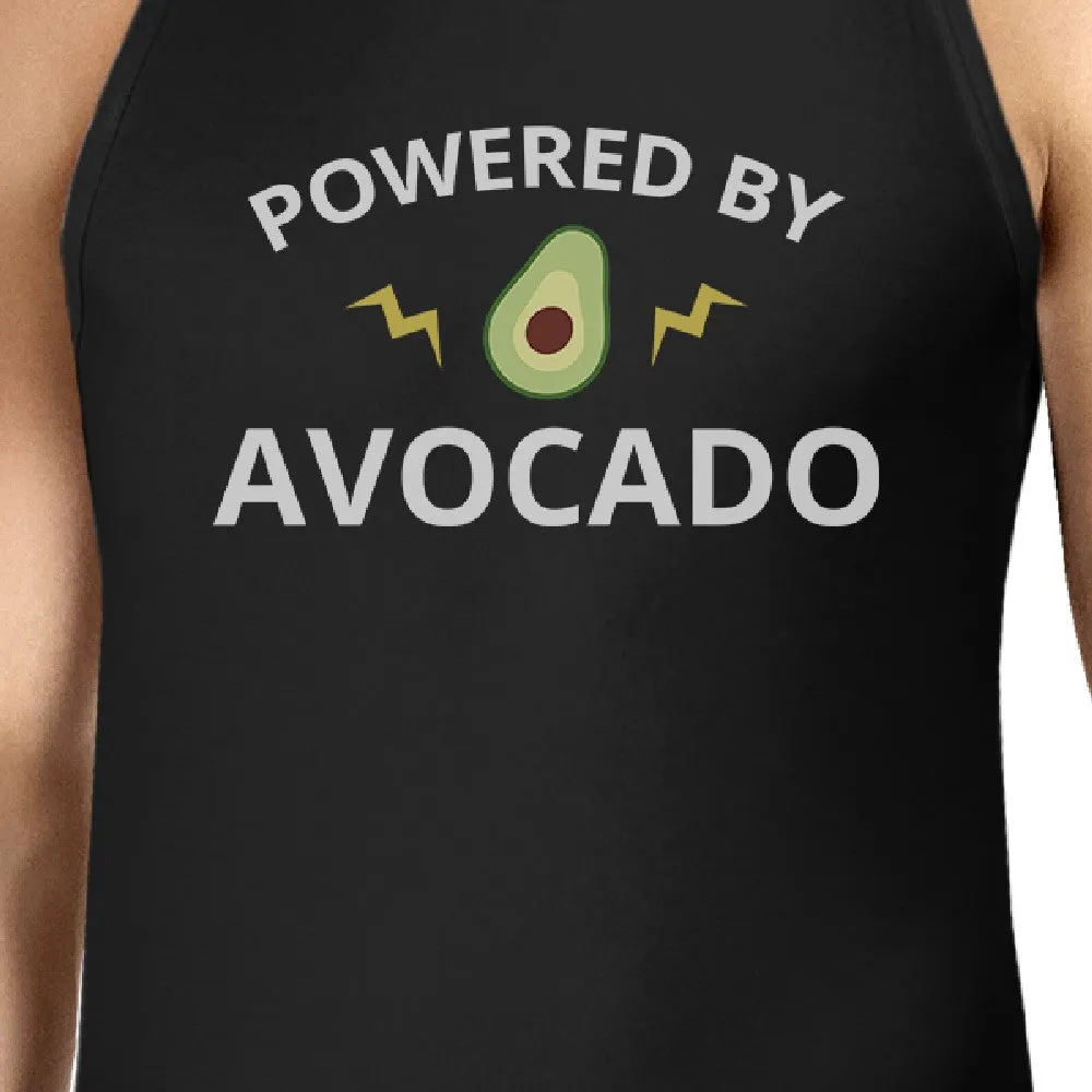 Powered By Avocado Men's Black Cute Graphic Tank Top Unique Design