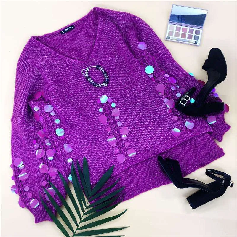 Purple Highstreet Sequined Pullover