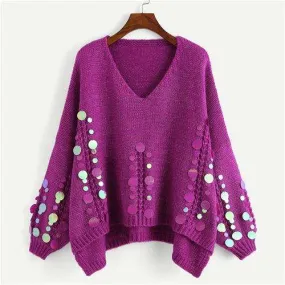 Purple Highstreet Sequined Pullover