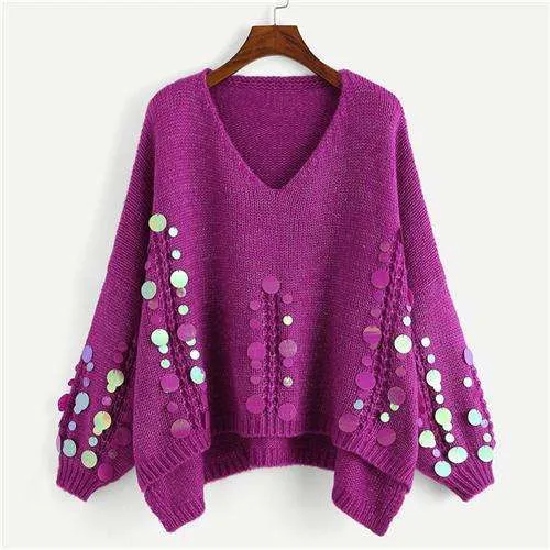 Purple Highstreet Sequined Pullover